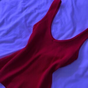 Ribbed Red Tank Top